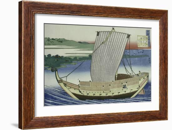 A Large Junk in Full Sail-Katsushika Hokusai-Framed Giclee Print