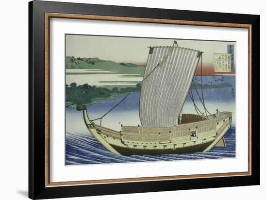 A Large Junk in Full Sail-Katsushika Hokusai-Framed Giclee Print