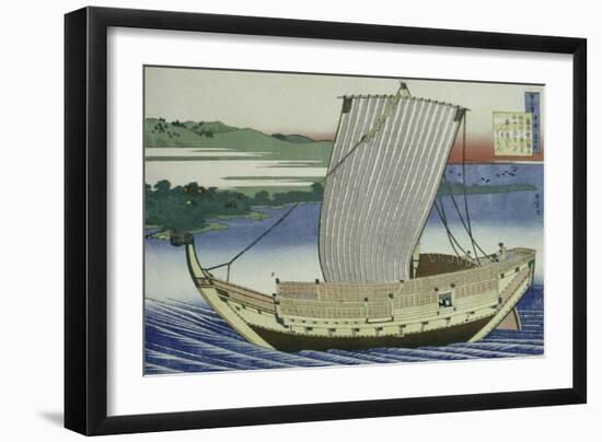 A Large Junk in Full Sail-Katsushika Hokusai-Framed Giclee Print