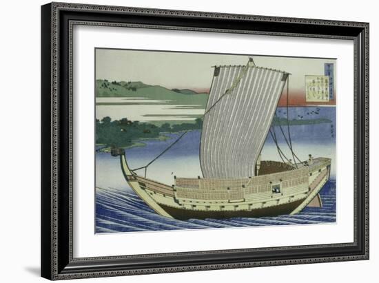 A Large Junk in Full Sail-Katsushika Hokusai-Framed Giclee Print