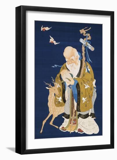 A Large Kesi Hanging Scroll Depicting Shoulao Holding a Peach-null-Framed Giclee Print