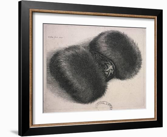 A Large Muff with a Band of Brocade, 1647-Wenceslaus Hollar-Framed Giclee Print