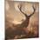 A Large Red Deer Stag Waits in the Early Morning Mists of Richmond Park-Alex Saberi-Mounted Photographic Print