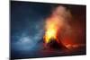 A Large Volcano Erupting Hot Lava and Gases into the Atmosphere. 3D Illustration.-Solarseven-Mounted Art Print