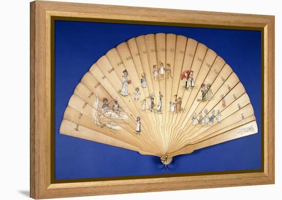 A Large Wooden Brise Fan Painted in Colours with Groups of Children at Various Pursuits-Kate Greenaway-Framed Premier Image Canvas