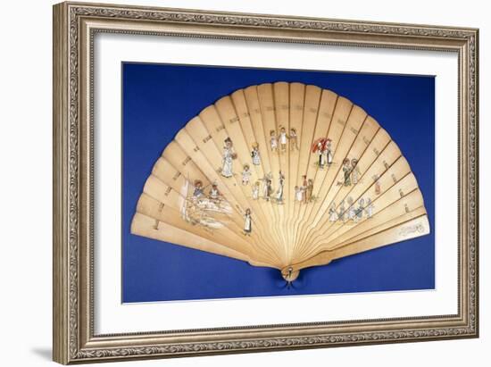 A Large Wooden Brise Fan Painted in Colours with Groups of Children at Various Pursuits-Kate Greenaway-Framed Giclee Print