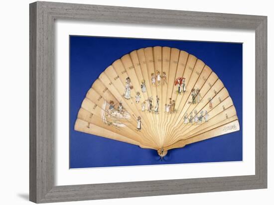 A Large Wooden Brise Fan Painted in Colours with Groups of Children at Various Pursuits-Kate Greenaway-Framed Giclee Print