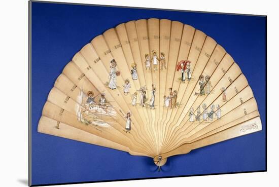 A Large Wooden Brise Fan Painted in Colours with Groups of Children at Various Pursuits-Kate Greenaway-Mounted Giclee Print