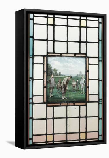 A Late Victorian Leaded Glass Window with the Golfers, C. 1890-Charles Edmund Brock-Framed Premier Image Canvas