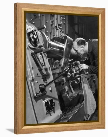 A Lathe Operator at Work-Heinz Zinram-Framed Premier Image Canvas