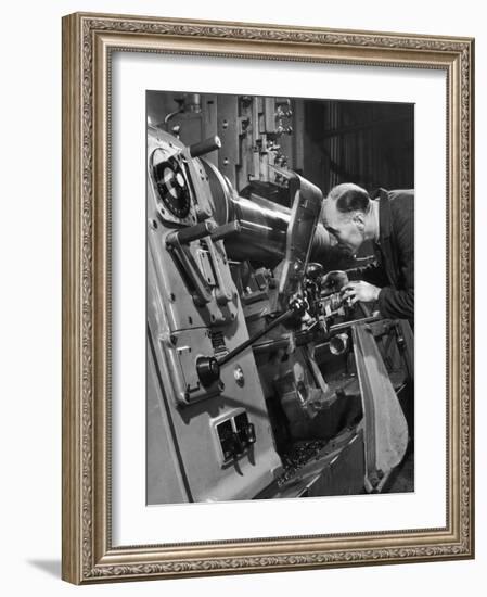 A Lathe Operator at Work-Heinz Zinram-Framed Photographic Print