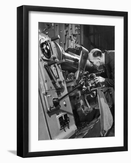 A Lathe Operator at Work-Heinz Zinram-Framed Photographic Print