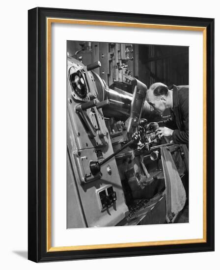 A Lathe Operator at Work-Heinz Zinram-Framed Photographic Print