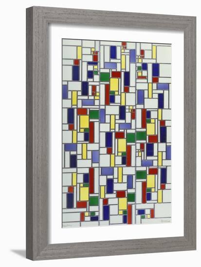 A Leaded and Stained Glass Panel; 'Vetrata Komposite V in Lood'-Theo van Doesburg-Framed Giclee Print