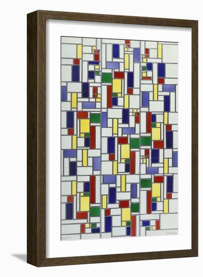 A Leaded and Stained Glass Panel; 'Vetrata Komposite V in Lood'-Theo van Doesburg-Framed Giclee Print