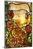 A Leaded Favrile Glass "Peony" Window Screen-Tiffany Studios-Mounted Giclee Print