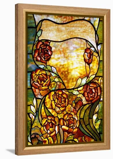 A Leaded Favrile Glass "Peony" Window Screen-Tiffany Studios-Framed Premier Image Canvas