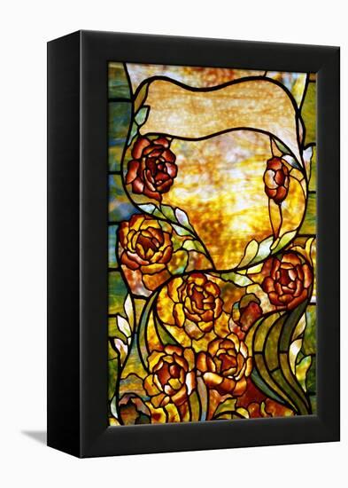 A Leaded Favrile Glass "Peony" Window Screen-Tiffany Studios-Framed Premier Image Canvas