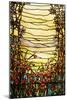 A Leaded Glass Landscape Window Depicting View of Red Flowers and a Stream-Tiffany Studios-Mounted Giclee Print