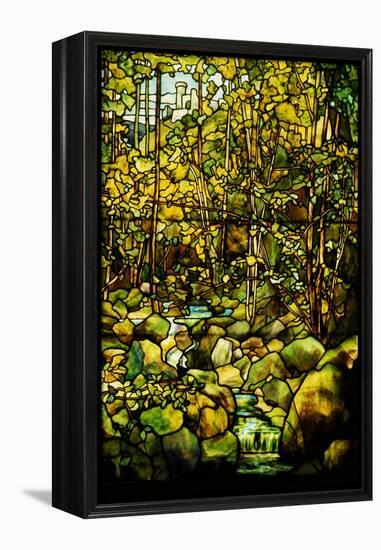 A Leaded Glass Window of a Woodland Scene-Tiffany Studios-Framed Premier Image Canvas