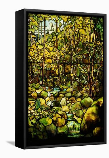 A Leaded Glass Window of a Woodland Scene-Tiffany Studios-Framed Premier Image Canvas