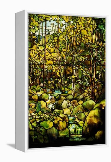 A Leaded Glass Window of a Woodland Scene-Tiffany Studios-Framed Premier Image Canvas