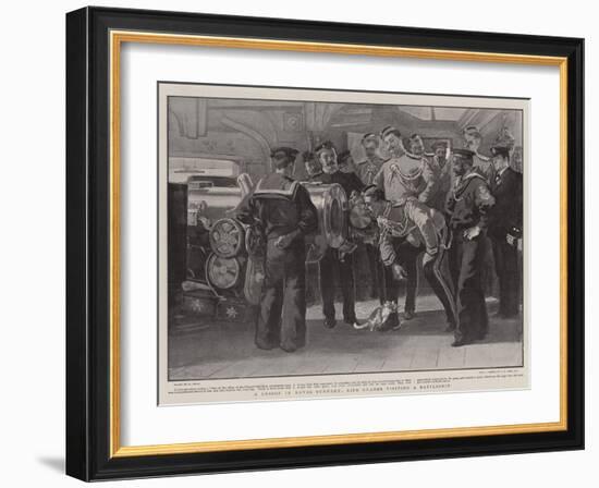A Lesson in Naval Gunnery, Life Guards Visiting a Battleship-William Small-Framed Giclee Print