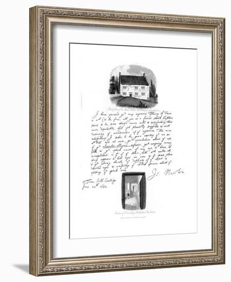 A Letter from Isaac Newton, and a View of His Birthplace at Woolsthorpe, Lincolnshire, 1682-Sir Isaac Newton-Framed Giclee Print