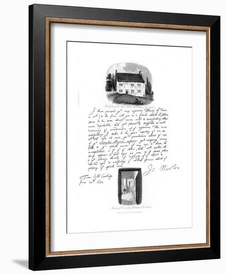 A Letter from Isaac Newton, and a View of His Birthplace at Woolsthorpe, Lincolnshire, 1682-Sir Isaac Newton-Framed Giclee Print