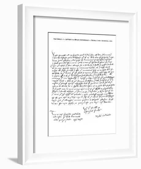 A Letter from Miles Coverdale, Bishop of Exeter, to Thomas Lord Cromwell, 1538-Miles Coverdale-Framed Giclee Print