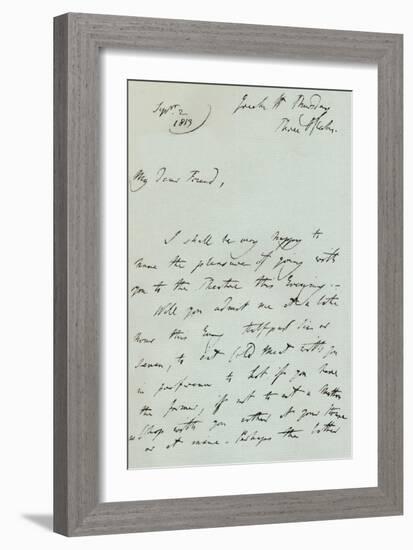 A letter from Sir Thomas Lawrence, 1819 (1904)-Thomas Lawrence-Framed Giclee Print