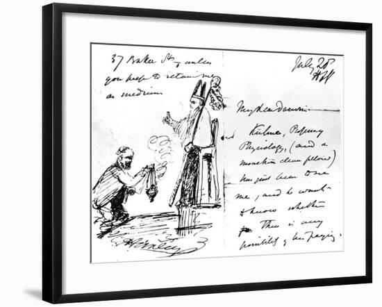 A Letter from Thomas Henry Huxley to Charles Darwin, with a Sketch of Darwin as a Bishop or Saint-Thomas Henry Huxley-Framed Giclee Print