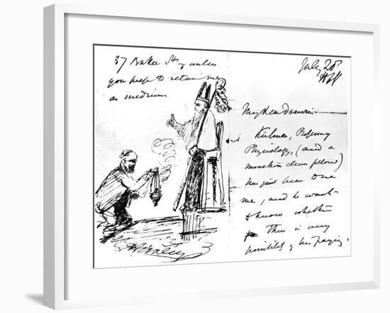 A Letter from Thomas Henry Huxley to Charles Darwin, with a Sketch of Darwin as a Bishop or Saint-Thomas Henry Huxley-Framed Giclee Print