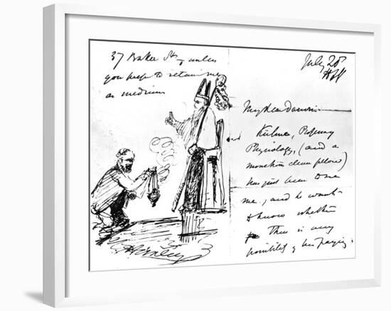 A Letter from Thomas Henry Huxley to Charles Darwin, with a Sketch of Darwin as a Bishop or Saint-Thomas Henry Huxley-Framed Giclee Print