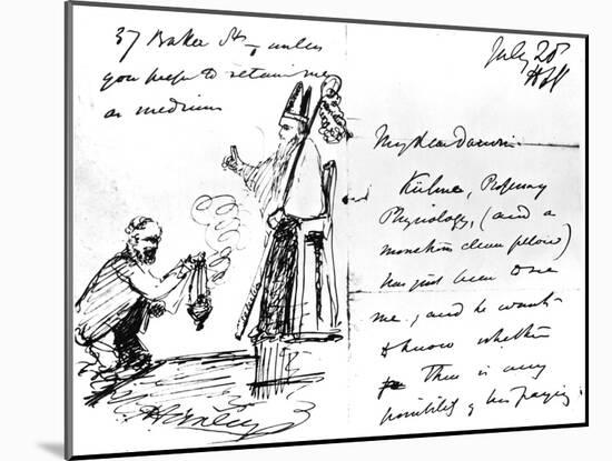 A Letter from Thomas Henry Huxley to Charles Darwin, with a Sketch of Darwin as a Bishop or Saint-Thomas Henry Huxley-Mounted Giclee Print