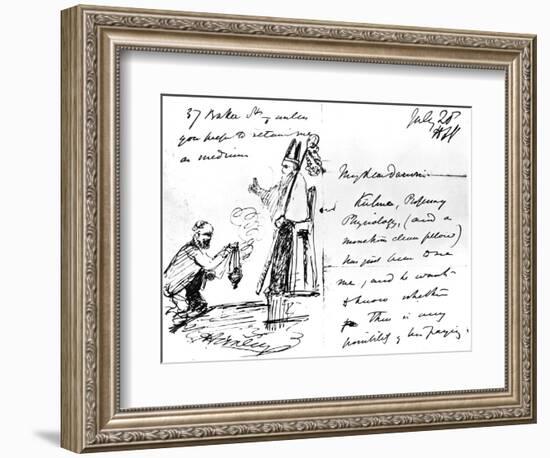 A Letter from Thomas Henry Huxley to Charles Darwin, with a Sketch of Darwin as a Bishop or Saint-Thomas Henry Huxley-Framed Giclee Print