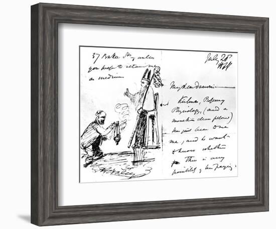 A Letter from Thomas Henry Huxley to Charles Darwin, with a Sketch of Darwin as a Bishop or Saint-Thomas Henry Huxley-Framed Giclee Print