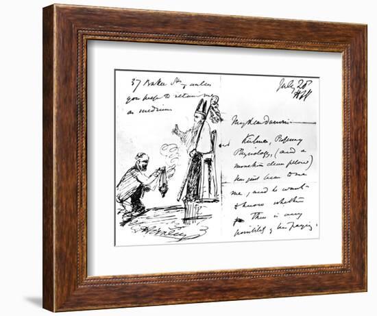 A Letter from Thomas Henry Huxley to Charles Darwin, with a Sketch of Darwin as a Bishop or Saint-Thomas Henry Huxley-Framed Giclee Print