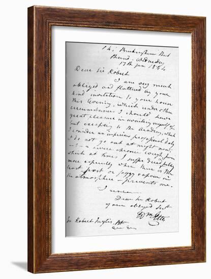 A letter from William Etty, 17 January 1844 (1904)-William Etty-Framed Giclee Print