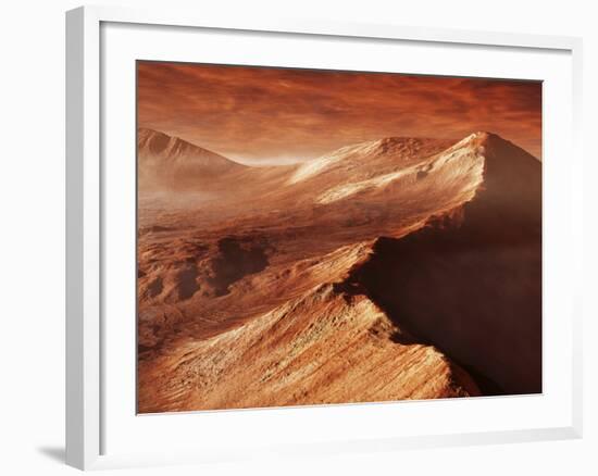 A Light Winter's Frost Forms in Mojave Crater, Trapped by the Crater's Mountainous Walls-Stocktrek Images-Framed Photographic Print