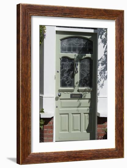 A Lime Green Glass Front Door of a Residential House-Natalie Tepper-Framed Photo