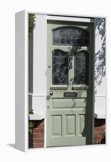 A Lime Green Glass Front Door of a Residential House-Natalie Tepper-Framed Stretched Canvas