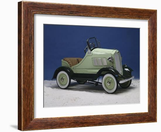 A Lincoln Continental Pedal Car, Finished with Chrome, Lime and Forest Green Paint, Circa 1935-null-Framed Giclee Print