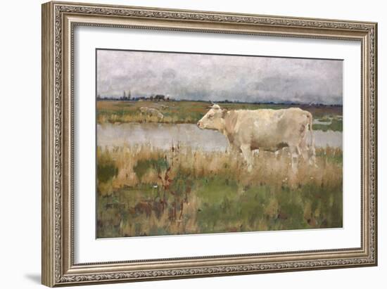 A Lincolnshire Pasture, C.1882-3 (Oil on Canvas)-Joseph Crawhall-Framed Giclee Print