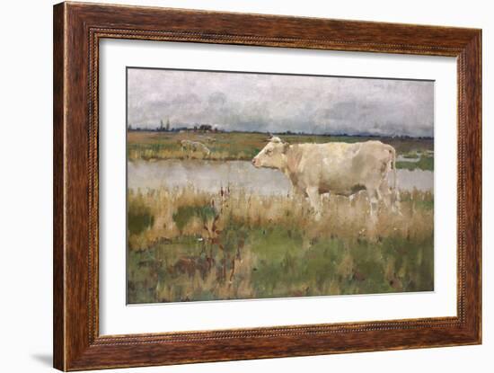 A Lincolnshire Pasture, C.1882-3 (Oil on Canvas)-Joseph Crawhall-Framed Giclee Print