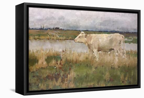 A Lincolnshire Pasture, C.1882-3 (Oil on Canvas)-Joseph Crawhall-Framed Premier Image Canvas