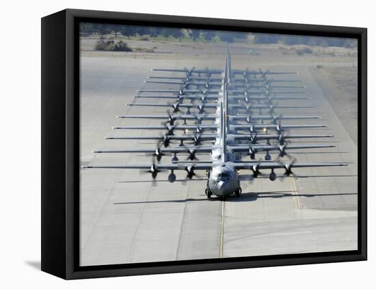 A Line of C-130 Hercules Taxi at Nellis Air Force Base, Nevada-Stocktrek Images-Framed Premier Image Canvas