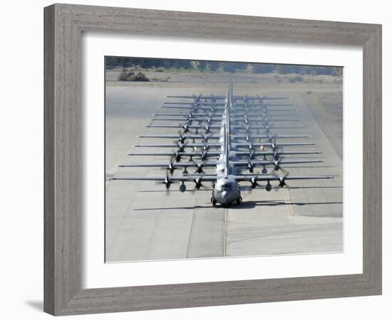 A Line of C-130 Hercules Taxi at Nellis Air Force Base, Nevada-Stocktrek Images-Framed Photographic Print