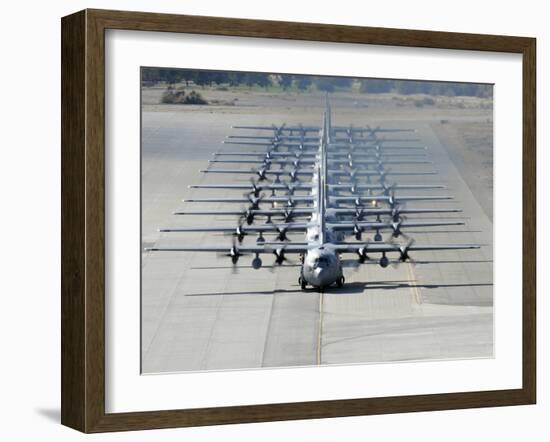 A Line of C-130 Hercules Taxi at Nellis Air Force Base, Nevada-Stocktrek Images-Framed Photographic Print