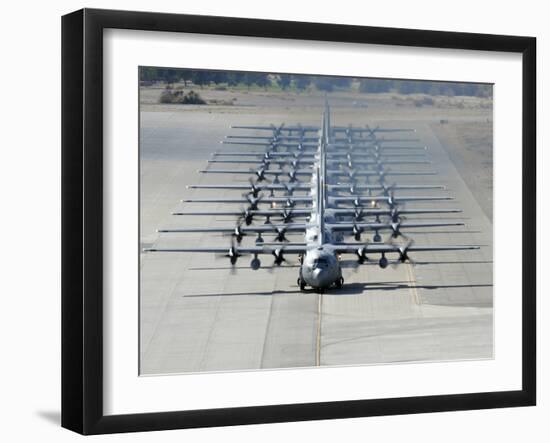 A Line of C-130 Hercules Taxi at Nellis Air Force Base, Nevada-Stocktrek Images-Framed Photographic Print